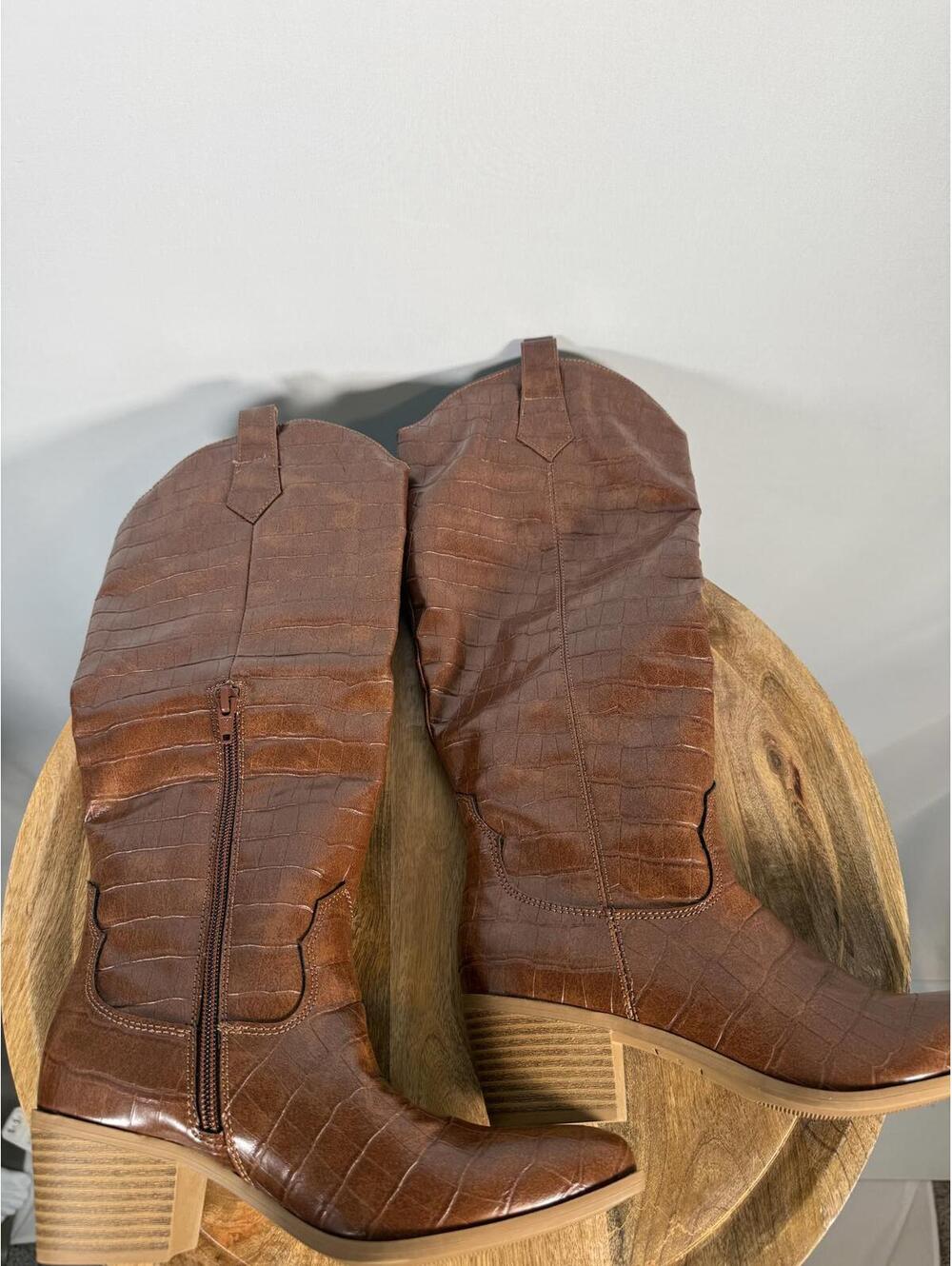 Sun + Stone Dollyy Pointed-Toe Western Boots Tan Women's Size 5 - Picture 6 of 7